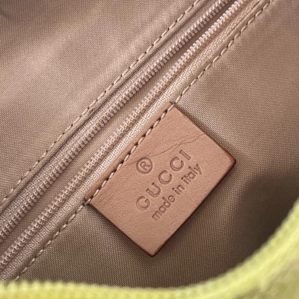 Gucci Lime Green Canvas Shoulder Bag EUC - Picture 9 of 16